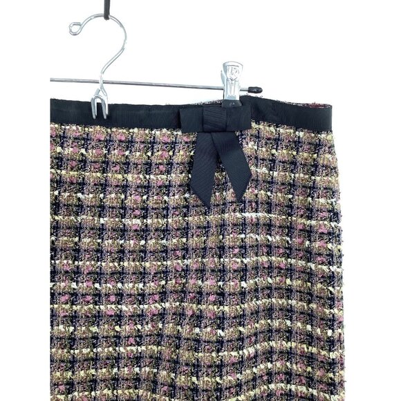 REQUIREMENTS Women's Skirt Purple Brown Black Tweed Bow Lined Size 16 - Picture 2 of 6